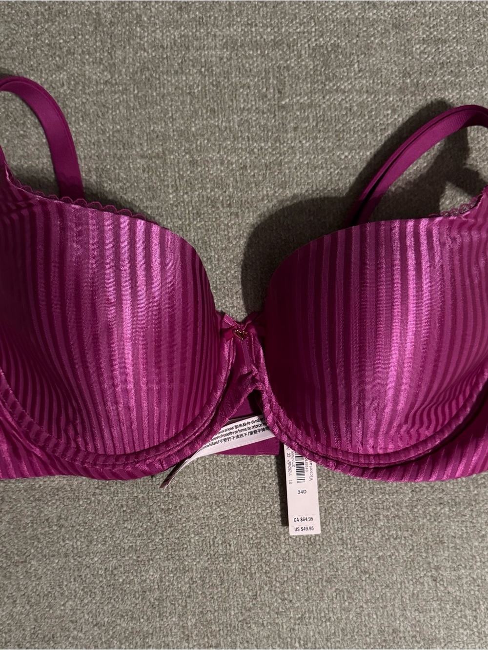 Victoria's Secret Fuchsia Satin-Striped Push-Up Bra